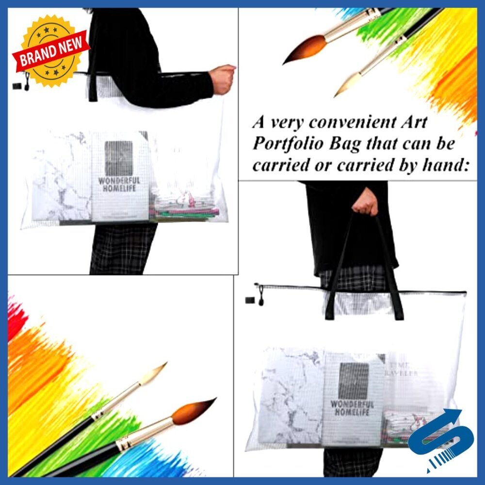 Waterproof Art Portfolios Storage Bags with Zipper and Handle for Posters - Picture 5 of 7